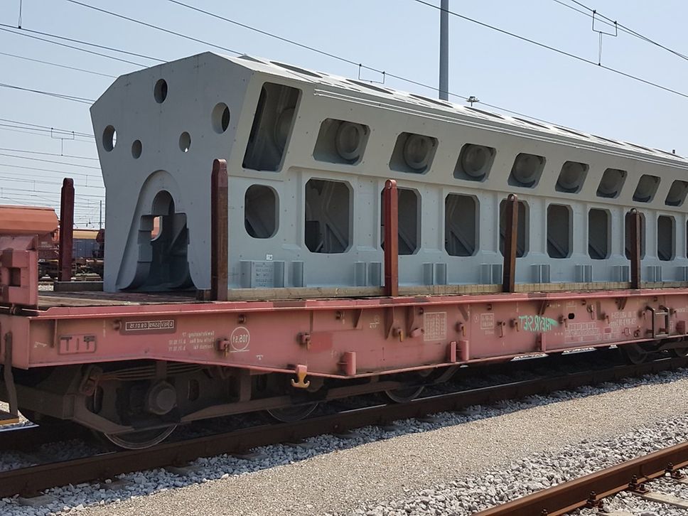 Closeup shot of a cargo train