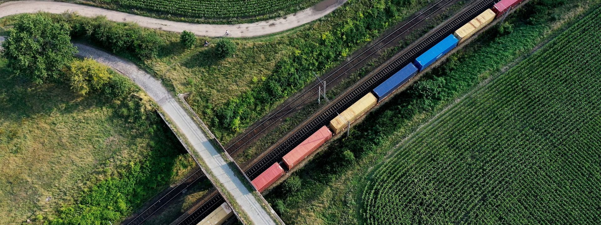 Birdseye view of a cargo train / Güterzug aus der Vogelperspektive