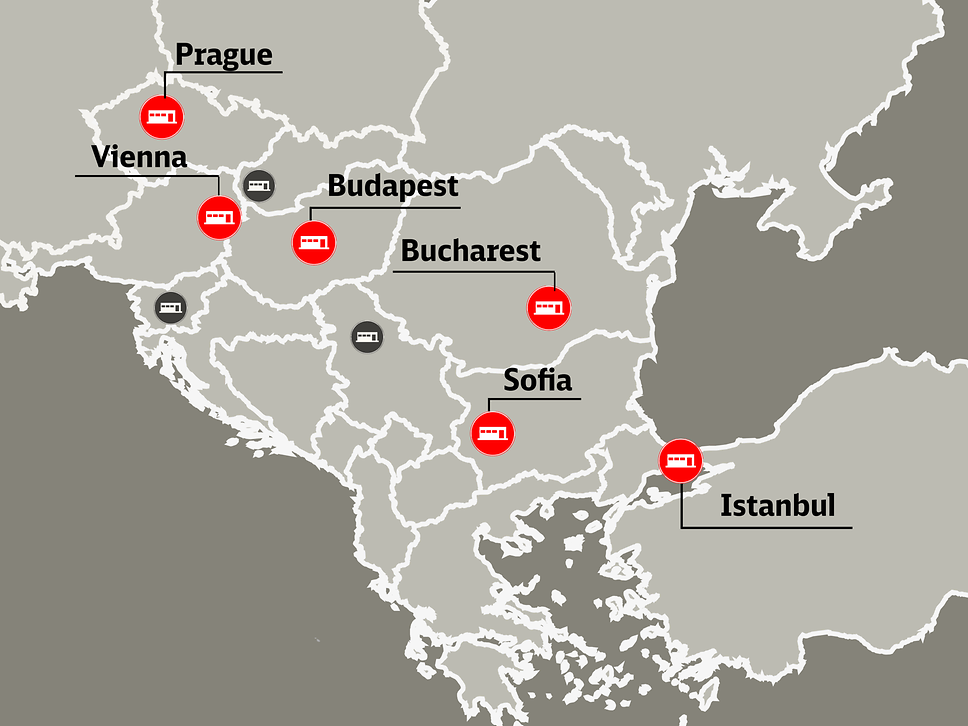 Karte der FLS-Standorte in Südeuropa / Map of FLS locations in South East Europe