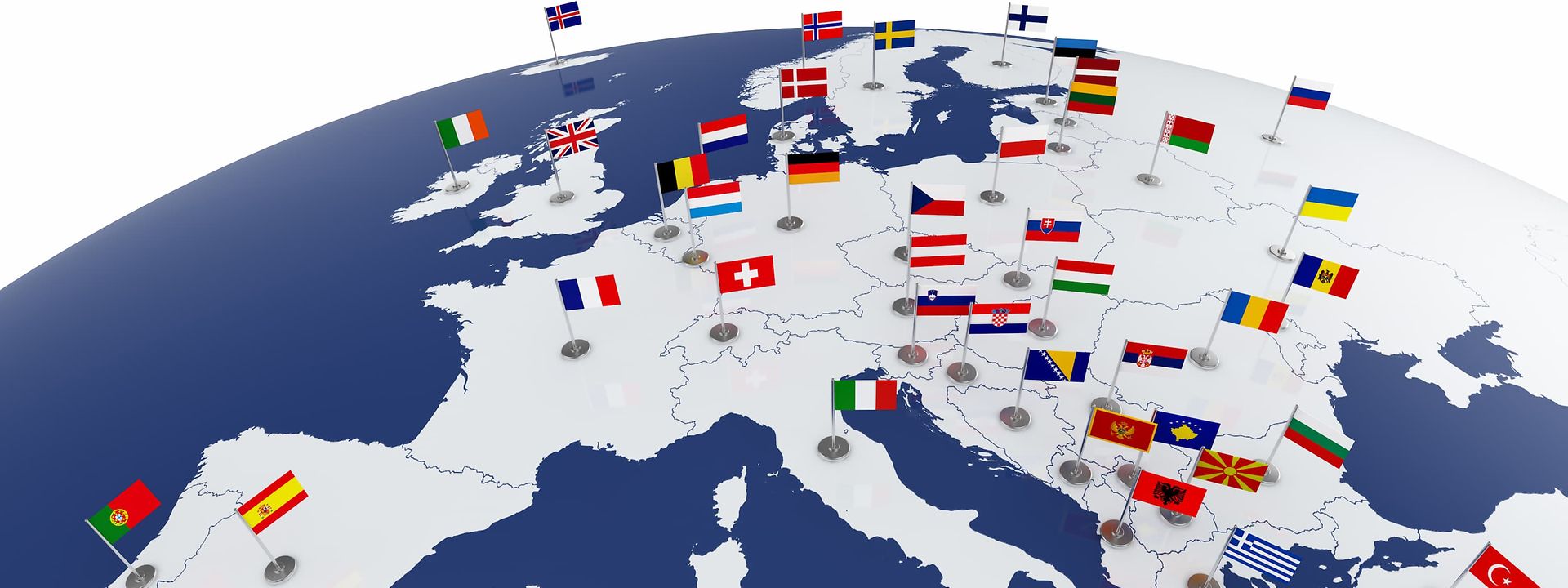 Map with country flags