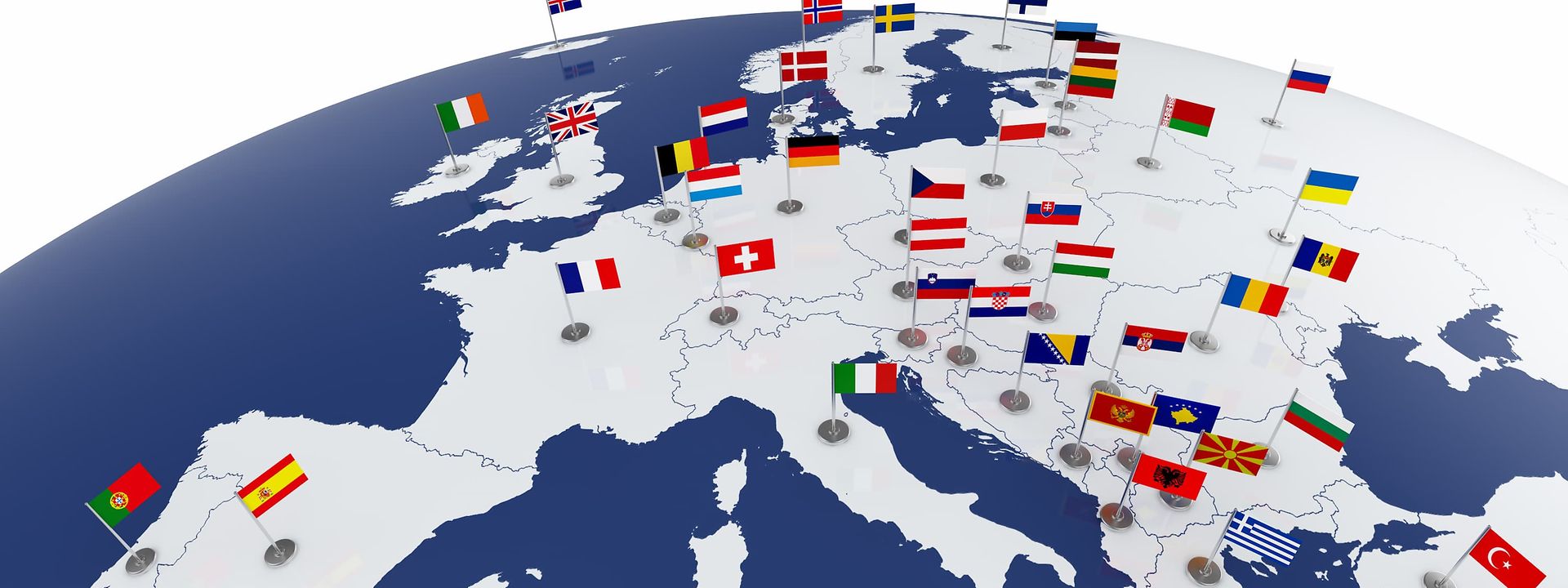 Karte mit Länderflaggen
